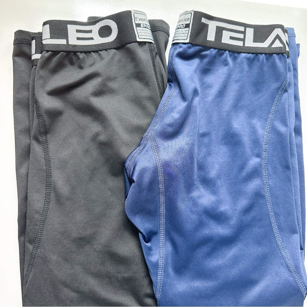 EPRO Boy’s Athletic Leggings 2 Pairs Black and Blue Size S
